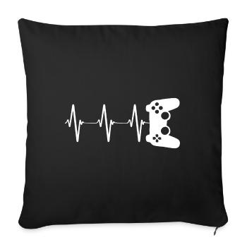 Cadeau de battement de coeur de joueur - Housse de coussin décorative 45 x 45 cm - noir - Devant
