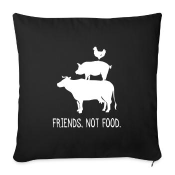 Amis pas nourriture cadeau de bien-être des animaux Vegan - Housse de coussin décorative 45 x 45 cm - noir - Devant
