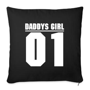 Papa Fille 01 Cadeau de fille - Housse de coussin décorative 45 x 45 cm - noir - Devant