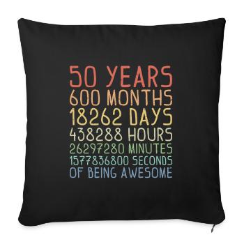 50 Years of being Awesome Geburtstag Geschenk - Sofakissenbezug 45 x 45 cm - Schwarz - Vorne