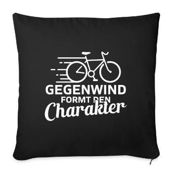 Gegenwind formt den Charakter Fahrrad Geschenk - Sofakissenbezug 45 x 45 cm - Schwarz - Vorne