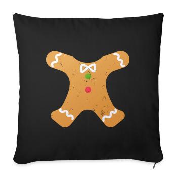 Cadeau de Noël en pain d'épice - Housse de coussin décorative 45 x 45 cm - noir - Devant