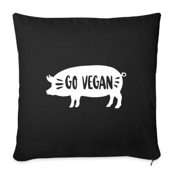 Go vegan cadeau de cochon de protection des animaux - Housse de coussin décorative 45 x 45 cm - noir - Devant