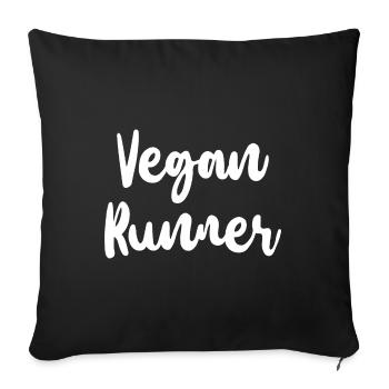 Vegan Runner Gift - Sofa pillowcase 17,3'' x 17,3'' (45 x 45 cm) - black - Front