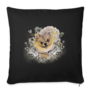 Pomeranian Puppy Shirt und Accessoires - Sofakissenbezug 45 x 45 cm - Schwarz - Vorne