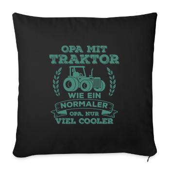 Opa mit Traktor Bauer Landwirt Geschenk - Sofakissenbezug 45 x 45 cm - Schwarz - Vorne