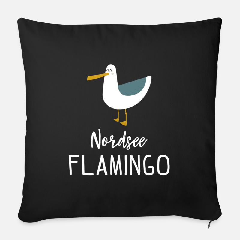 Nordsee Flamingo Möwe Geschenk - Sofakissenbezug 45 x 45 cm - Schwarz