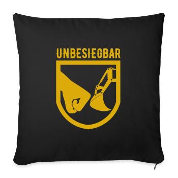 Unbesiegbar Bagger Baggerfahrer Geschenk - Sofakissenbezug 45 x 45 cm - Schwarz - Vorne