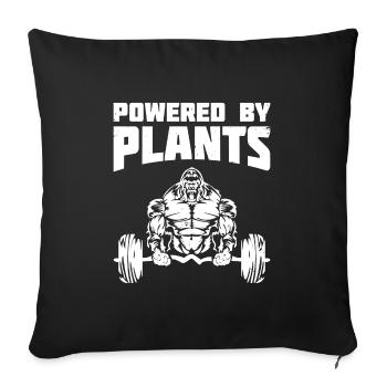 Powered by Plants Vegan Fitness Gift - Sofa pillowcase 17,3'' x 17,3'' (45 x 45 cm) - black - Front