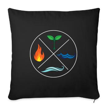 Quatre éléments de protection de l'environnement nature cadeau - Housse de coussin décorative 45 x 45 cm - noir - Devant