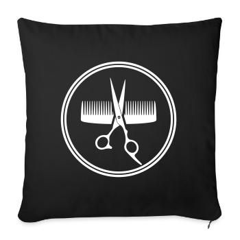 Ciseaux peigne icône symbole cercle - Housse de coussin décorative 45 x 45 cm - noir - Devant