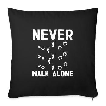 Ne jamais marcher seul cavalier cheval chat chien cadeau - Housse de coussin décorative 45 x 45 cm - noir - Devant