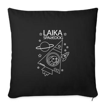 Laika Spacedog Sowjetische Weltraumhunde - Sofakissenbezug 45 x 45 cm - Schwarz - Vorne
