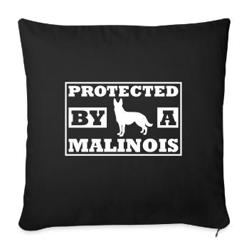 Protégé par un cadeau malinois - Housse de coussin décorative 45 x 45 cm - noir - Devant