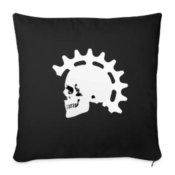 Vélo, vélo de course, VTT, hommes, crâne, cadeau - Housse de coussin décorative 45 x 45 cm - noir - Devant