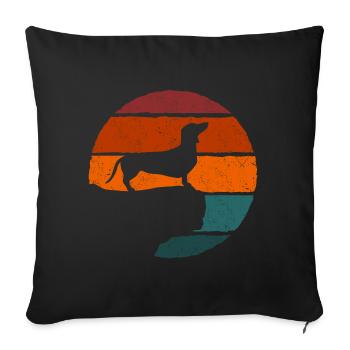 Vintage Dackel Geschenkidee - Sofakissenbezug 45 x 45 cm - Schwarz - Vorne