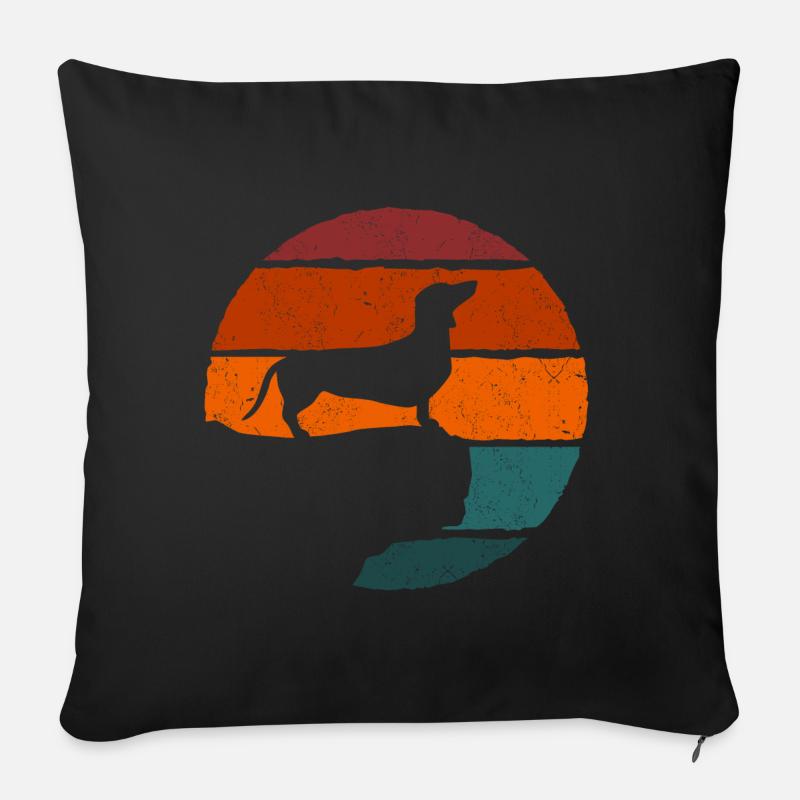 Vintage Dackel Geschenkidee - Sofakissenbezug 45 x 45 cm - Schwarz