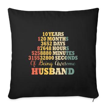 Husband 10 years june wedding saying - Sofa pillowcase 17,3'' x 17,3'' (45 x 45 cm) - black - Front