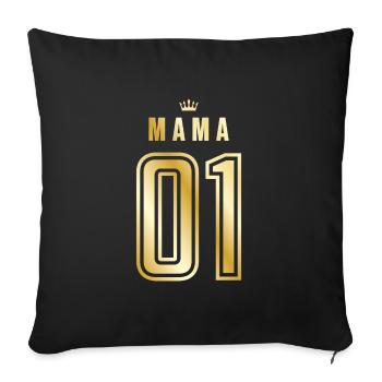 01 mama couronne d’or - Housse de coussin décorative 45 x 45 cm - noir - Devant