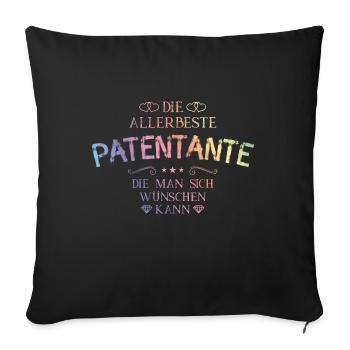 Die Allerbeste Patentante - Sofakissenbezug 45 x 45 cm - Schwarz - Vorne