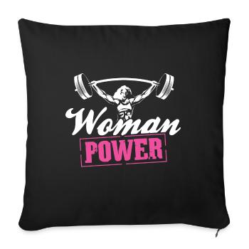Musculation femme puissance d'entraînement gym - Housse de coussin décorative 45 x 45 cm - noir - Devant