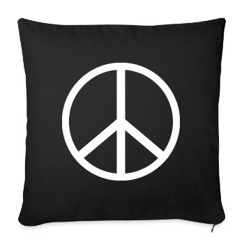 White peace symbol - Sofa pillowcase 17,3'' x 17,3'' (45 x 45 cm) - black - Front