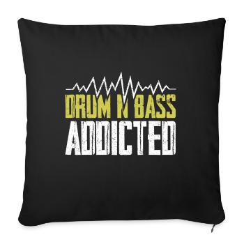 Drum bass music saying addict - Sofa pillowcase 17,3'' x 17,3'' (45 x 45 cm) - black - Front