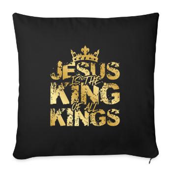 Jésus Roi Christ Roi - Housse de coussin décorative 45 x 45 cm - noir - Devant