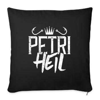 Petri Heil Fischer Spruch - Sofakissenbezug 45 x 45 cm - Schwarz - Vorne