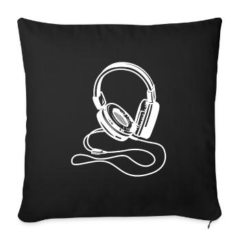 Icône de musicien dj musique casque - Housse de coussin décorative 45 x 45 cm - noir - Devant