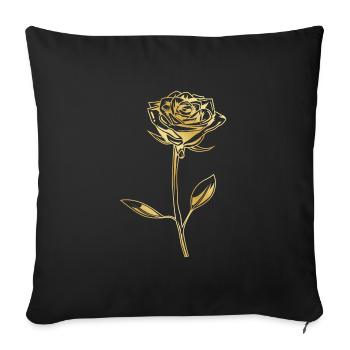 Silhouette de fleur d'or icône rose - Housse de coussin décorative 45 x 45 cm - noir - Devant