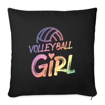 Volleyball girls heart colored - Sofa pillowcase 17,3'' x 17,3'' (45 x 45 cm) - black - Front