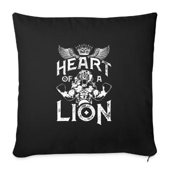 Boxe lion coeur arts martiaux mma - Housse de coussin décorative 45 x 45 cm - noir - Devant