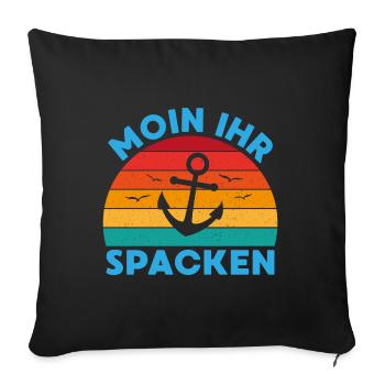 Moin son emballage ancre de la mer du Nord Renard lac cadeau - Housse de coussin décorative 45 x 45 cm - noir - Devant