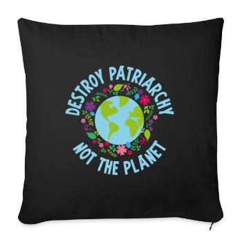 Destroy patriarchy woman feminist feminism - Sofa pillowcase 17,3'' x 17,3'' (45 x 45 cm) - black - Front
