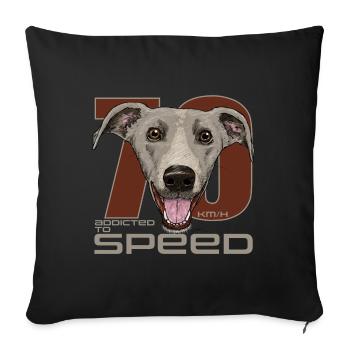 Lévrier chien Greyhound course de chiens sports canins - Housse de coussin décorative 45 x 45 cm - noir - Devant
