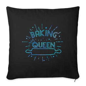 "Baking Queen" personalisierbar - Sofakissenbezug 45 x 45 cm - Schwarz - Vorne