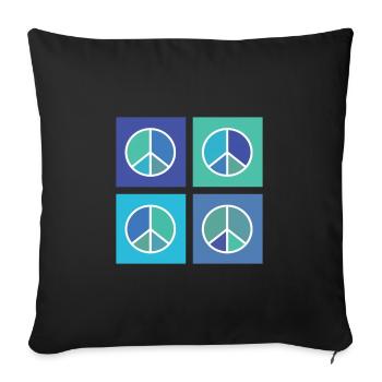 Signe de paix Bleu - Housse de coussin décorative 45 x 45 cm - noir - Devant