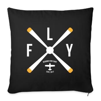 Designed for flight Gift Airplane Copilot - Sofa pillowcase 17,3'' x 17,3'' (45 x 45 cm) - black - Front