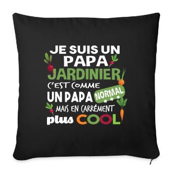 Papa Jardinier Jardinage Retraité Potager Retraite - Housse de coussin décorative 45 x 45 cm - noir - Devant