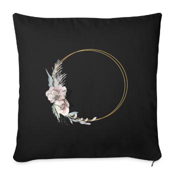 Couronne pastel d’or pastel - personnalisable - Housse de coussin décorative 45 x 45 cm - noir - Devant