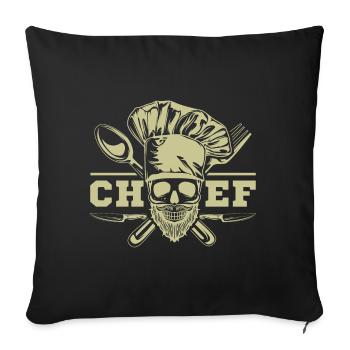 Tête de mort Chef Cuisinier - Housse de coussin décorative 45 x 45 cm - noir - Devant