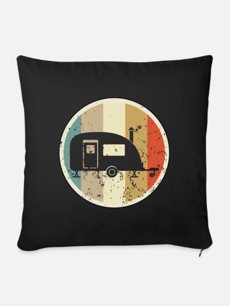 Wohnwagen Camping - Sofakissenbezug 45 x 45 cm - Schwarz