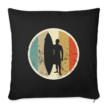 Surfen Surfer Surfbrett - Sofakissenbezug 45 x 45 cm - Schwarz - Vorne
