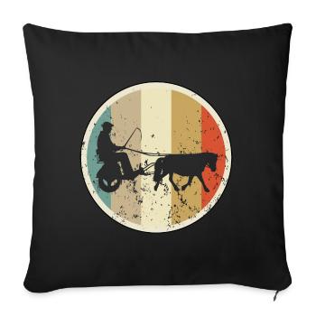 Pferdekutsche Kutsche Kutscher Pferdekarren - Sofakissenbezug 45 x 45 cm - Schwarz - Vorne