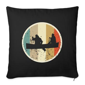 Zweierkajak Kayak Kajakfahren Paddelboot Kanusport - Sofakissenbezug 45 x 45 cm - Schwarz - Vorne