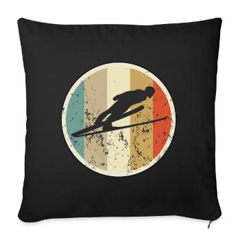Skispringen Skispringer Skisprung - Sofakissenbezug 45 x 45 cm - Schwarz - Vorne