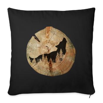 Tree Disc Wolf - Sofa pillowcase 17,3'' x 17,3'' (45 x 45 cm) - black - Front