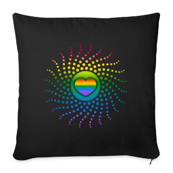 Rainbow Heart, Gay Pride, LGBT, LGBTQ, Rave, CSD - Sofa pillowcase 17,3'' x 17,3'' (45 x 45 cm) - black - Front