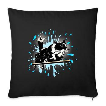 border collie agility splash - Housse de coussin décorative 45 x 45 cm - noir - Devant
